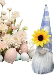 Sunflower Gnomes Figurines | Cute Swedish Tomte Sunflower Doll - Sunflower Kitchen Decor Gnome Plush, Spring Sunflower Decor for Tiered Tray Home