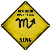 Scorpio Zodiac Symbol Xing Mini Metal Road Notice 8" Cross Xing Crossing Sign