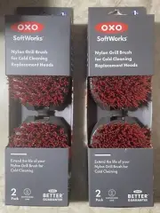 Two 2 Packs OXO Softworks Nylon Grill Brush For Cold Cleaning Replacement Heads