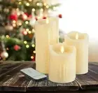 3PCS Ivory LED Candles Flameless Moving Wick With Timer Remote Control/Battery₴-