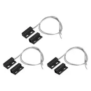 Wired Door Contact Sensor NO Surface Mount Magnetic Reed Switch Black 3 Pcs