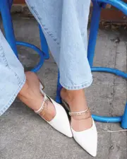[Belle & Bloom] On The Go Leather Flat - Cream