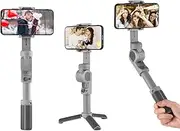 SNOPPA A 2 Lightweight Foldable 3-Axis Gimbal Handheld Stabilizer -Lapse P Taking Face Tracking Gesture Recognition with Tripod for Phone Selfie Vlog Video ing Grey One Size