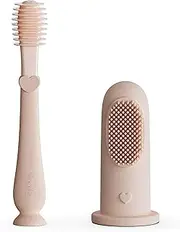 Moonkie Baby Finger Manual Toothbrush Tongue Oral Cleaner Kit For 3 Months +, 2 Pcs (Blush)