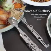 Stainless Steel Folding Tableware Fork Knives Spoon Opener Outdoor Camping Tools