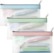 Timart Clear Pencil Pouch-3 Pack, Clear Pencil Case, Pen Holder with Zipper for Kids, Makeup Pouch, Kids Pencil Pouch for Office School Supplies Travel Accessories