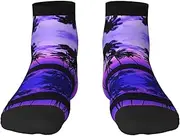 [JBYJBX] Palm Tree Purple Sunset Print Adult Socks Womens Mens Workout Thermal Cozy All-Season Gift Holiday Articles Use