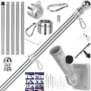 Flag Pole Kit, 6 FT Flag Poles for Outside House, Aluminum Alloy Tangle Free ...