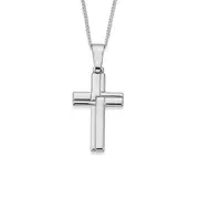 Silver 28mm Geo Pattern Cross Pendant