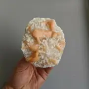 Dark Orange Stilbite with Chalcedony Natural Crystal 100x85mm