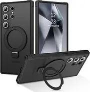 [DUEDUE] for Samsung Galaxy S24 Ultra 6.8" Case with Kickstand [Compatible with MagSafe], Samsung S24 Ultra Case, Military Grade Protective Slim Translucent Shockproof Samsung S24 Ultra Cover, Black