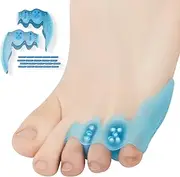 Tailor’s Bunion Corrector and Pinky Toe Separators - Gel Toe Protectors for Pain Relief, Overlapping Toes, Curled Toes - Little Toe Straightener - Adjustable Tailor Pads - Toe Spacer (Blue)