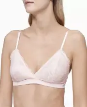 CALVIN KLEIN Women's Hibiscus Lace Unlined Triangle Bralette Light Pink Large