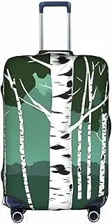 [pvinnk] Birch Trees Print Protective Luggage Cover Elastic Washable Suitcase Travel Gear Protector, White, Medium