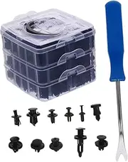 SWOOMEY Auto Retainer Clips Kit Bumper Repair Fasteners with Screwdriver Convenient Storage Box Assorted for Door Trim Bumper Durable Portable Car Accessories