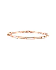 18K Rose Gold Over Italian Silver Paperclip Chain Bracelet