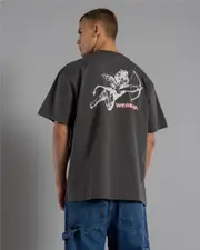 [Worship Supplies] Worship Supplies Men's Cherub T-Shirt in Worn Black Size Medium M Worn Black