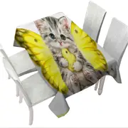 Sweet Yellow Butterfly Kitten and Chick Tablecloth
