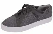 NEW Tory Burch Women's Marion Quilted Grey Felt T Logo Sneakers Shoes SIZE 7.5
