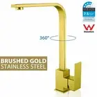 Brushed Gold Square Kitchen Mixer Tap Laundry Sink Basin Faucet Swivel Spout
