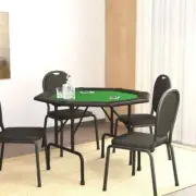 Foldable Casino Card Poker Games Tabletop Mat w Cup Holders 8 Player Round Table