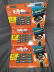 THREE PACKS Gillette Fusion 5 ProGlide (12 Carts Ea) BRAND NEW FACTORY SEALED!!!
