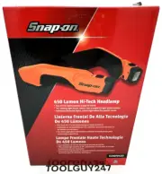 SNAP ON ECHDF042 O HIGH-TECH HEADLAMP LIGHT ORANGE 450 LUMENS Rechargeable NEW