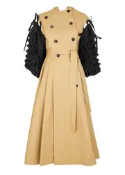 A.W.A.K.E Mode Braided-sleeve Cotton Coat - Beige - 8 8