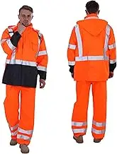 sesafety Hi Vis Rain Jacket, Class 3 High Visibility Rain Gear , Rain Suits for Men Waterproof with Nterior Mesh, Zipper