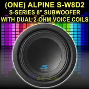 ALPINE S-W8D2 8" SUB 900W DUAL 2-OHM REINFORCED SUBWOOFER BASS CAR SPEAKER (ONE)