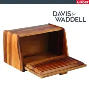 DAVIS & WADDELL ACACIA WOOD BREAD BOX WITH BREAD BOARD LID NATURAL