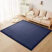 Play Mat Floor Rug for Baby Kids, 2 cm Thick Large Area Rug Memory Foam Coral Velvet Nursery Rug Playmat, Non Slip Crawling Carpet for Toddlers,Infants,Yoga Mat,Tatami Mat (Navy Blue, 150x200cm)