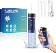 Luckin Smile Cordless Water Flosser for Teeth Portable Dental Flosser with 250ml Telescopic Water Tank 3 Modes IPX7 Waterproof Oral Irrigator for Home & Travel (Blue)