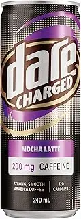Dare Charged Iced Coffee Mocha, 12 x 240ml Cans, 200mg Caffeine, Made With Real Arabica Coffee Beans, Ready-to-Drink, Energy Drink
