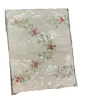 Vtg Hand Cross Stitched Square Table Cloth 48” x108” Holiday Holly Berries