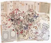 AUXIN 200 Pcs Vintage Scrapbook Supplies Pack for Junk Journal Planners, Nature Creatures Painter Artistic Notebook Collage Album Aesthetic Picture DIY Paper Stickers Craft Kits (Vintage)
