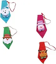 PRETYZOOM Handmade Christmas Sequin Ties 4-Pack Bear Snowman Elk Santa Patterns Non-Woven Great for Tree Decorations Holiday Events