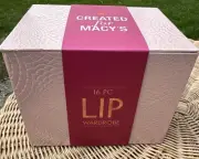 New Macy's 16 pc Lip Set, New Lip Wardrobe Cream Semi Matte Velvet & Lip Gloss.