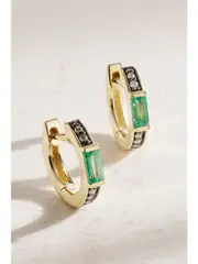[Sorellina] Sorellina - Otto 18-karat Gold, Diamond And Emerald Hoop Earrings - Green - One size One size Green