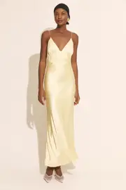 capri diamonte slip dress in canary yellow