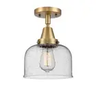 Innovations Large Bell 1 Light 8" Flush, Brushed Brass/Seeded - 447-1C-BB-G74