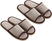 FOMIYES Cotton Linen Eva Slippers for Home 29cm Large Size 2 Pairs Sliers Summer Non-slip Coffee