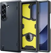 [Spigen] Slim Armor Pro for Samsung Galaxy Z Fold 6 Case, Smooth Hinge Coverage Extreme Protection Foam Air Cushion Technology Shock Absorption Raised Edge Grip Cover - Metal Slate