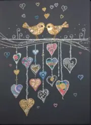 Bead embroidery kit Birds in love needlework kit Art canvas beadwork pattern