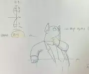 DILBERT Animation Production Hand-Penciled Drawing pointy haired Boss 6" art