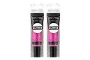 2PK BYS Pink Glitter Sparkle 17ml Makeup Cosmetic Beauty Skin Hair Quick Dry Set