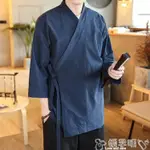 居士服七分袖漢服男古裝側開襟中國風道袍樸素田園居士禪意傳統文化外套LINE ID：KKON10