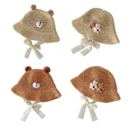 Toddler Sun Protective Straw Hat Baby Fisherman Beach Sun Hat Photo Props