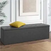 140cm Artiss Storage Ottoman Blanket Box Linen Dark Grey