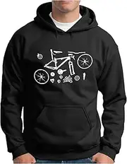 [OM3] Mountain-Bike-Parts Hoodie | Men's | MTB Bicycle Cycling Cycling | Hooded Pullover S - 4XL